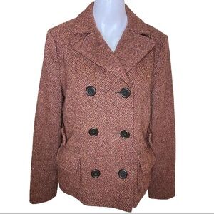 Gap Herringbone Jacket Double Breasted Brown / Multi Size 10